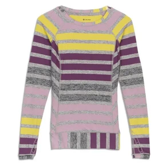 lululemon athletica Tops - LULULEMON Race Your Pace Long Sleeve Tee Triplet Twin Stripe Berry Yum Size 2